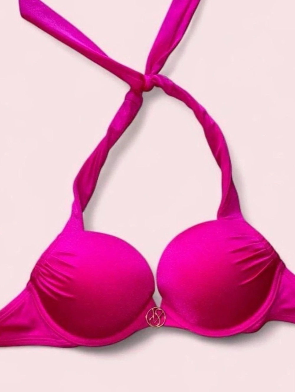Victoria's Secret BOMBSHELL Harlow Halter Push-Up Bikini Top hot Pink 28 30 A XS